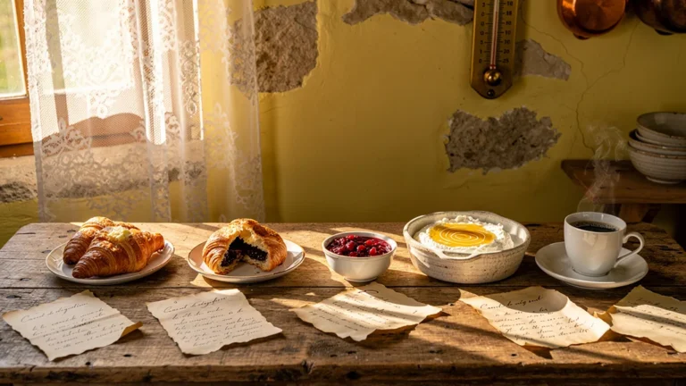 Petit-déjeuner traditionnel en chambres d’hôtes en Côte d’Or avec notes manuscrites et ambiance chaleureuse