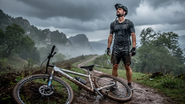 Vélo de location abandonné sous la pluie dans les Hautes-Côtes après une météo ignorée, coût de 150€ gâché