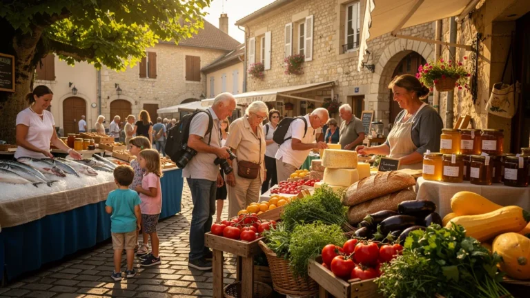 Trois marchés en Côte-d'Or un samedi montrant la diversité locale des produits frais et artisans